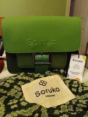 Brand New Green Soruka Crossbody Genuine Leather Handbag